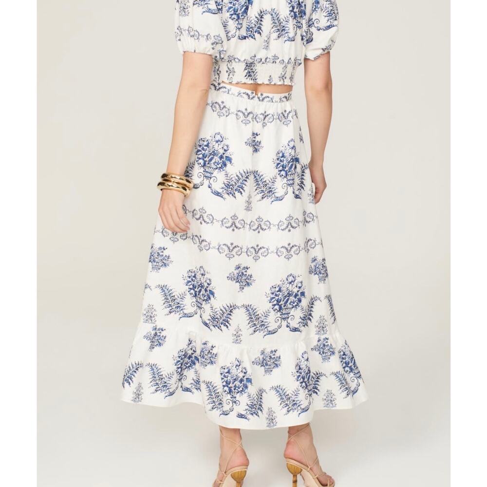 Sachin & Babi Austin Floral Toile Maxi Skirt Blue White XS NWT - Picture 3 of 11